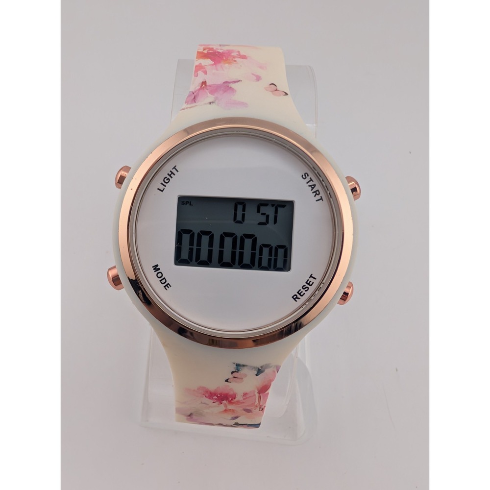 Embassy Women's Digital Watch 38mm Case Floral Silicone Band- New Battery
